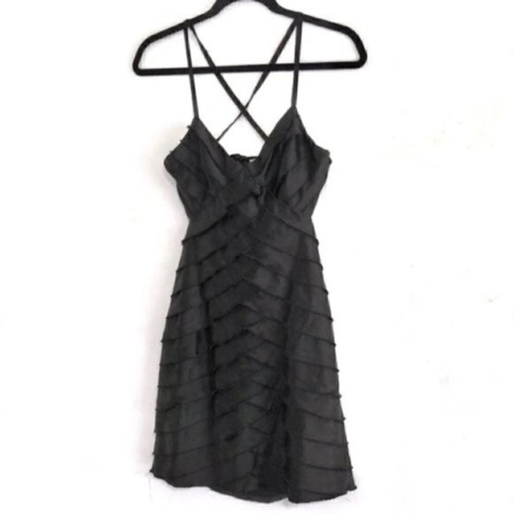 Forever 21 Dress S Tier V-Neck Backless Black Fray - Picture 3 of 11